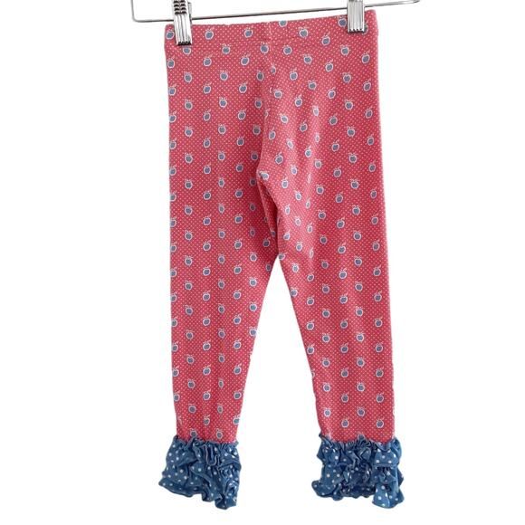 Matilda Jane Cortland Leggings Girls 4 Red Apple Ruffle Polka Dot Fall - Picture 2 of 9